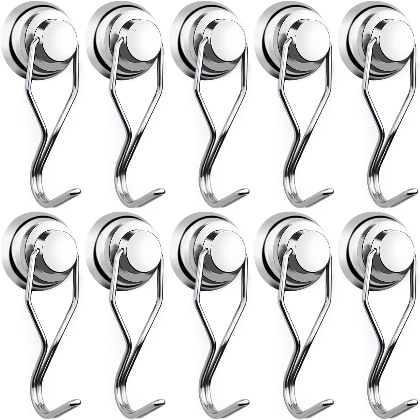 BAVITE E Swivel Swing Magnetic Hooks New Upgraded, 40LB(8pack) Refrigerator Magnet Hook,Strong Neodymium Magnets, Perfect for Refrigerator and Other Surfaces,62mm(2.44In) in Length