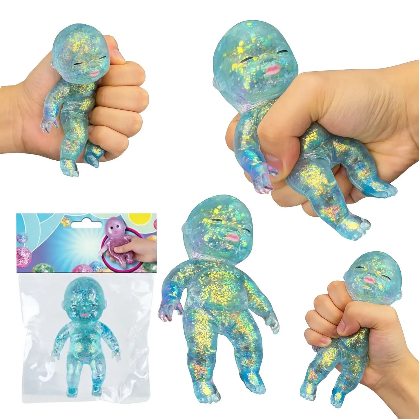 Sugar Swaps Jumbo Baby Squishy Toy, Slow Rising Glitter Squeeze Toy for Stress Relief, Soft Sensory Fidget Toy for Kids & Adults, Cute Stretchy Collectible Squishies