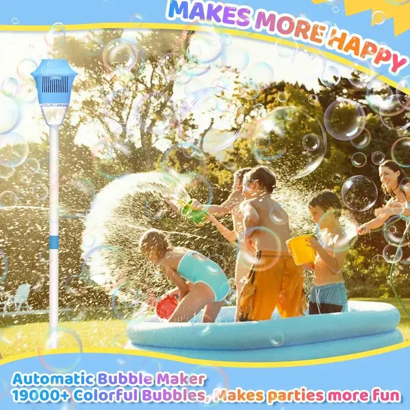 Automatic Handheld Bubble Machine for Kids, Bubble Maker Spring Summer Toys with Lights, Outdoor Rechargeable Blower Best Easter Gift for Children