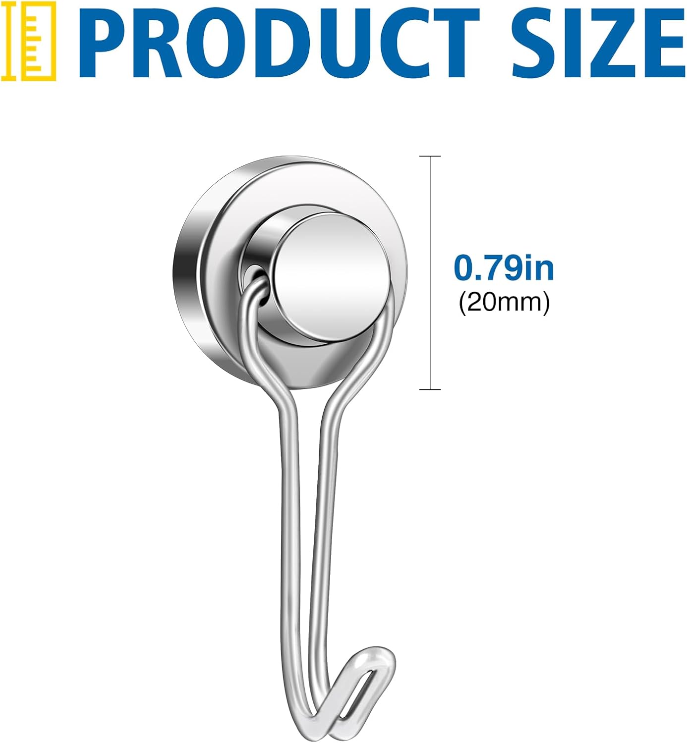 BAVITE E Swivel Swing Magnetic Hooks New Upgraded, 40LB(8pack) Refrigerator Magnet Hook,Strong Neodymium Magnets, Perfect for Refrigerator and Other Surfaces,62mm(2.44In) in Length