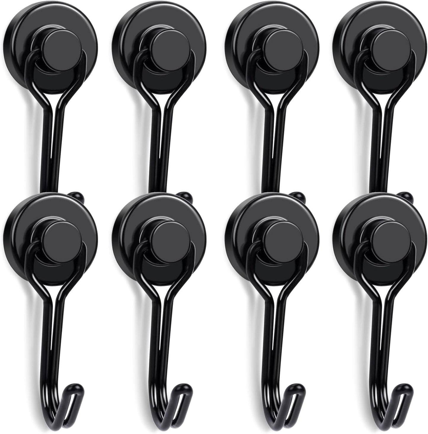 BAVITE E Swivel Swing Magnetic Hooks New Upgraded, 40LB(8pack) Refrigerator Magnet Hook,Strong Neodymium Magnets, Perfect for Refrigerator and Other Surfaces,62mm(2.44In) in Length