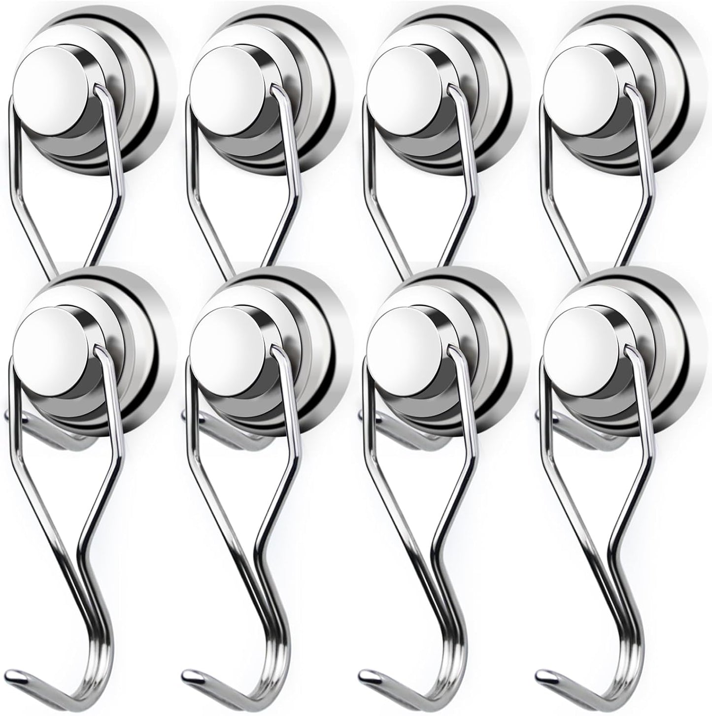 BAVITE E Swivel Swing Magnetic Hooks New Upgraded, 40LB(8pack) Refrigerator Magnet Hook,Strong Neodymium Magnets, Perfect for Refrigerator and Other Surfaces,62mm(2.44In) in Length