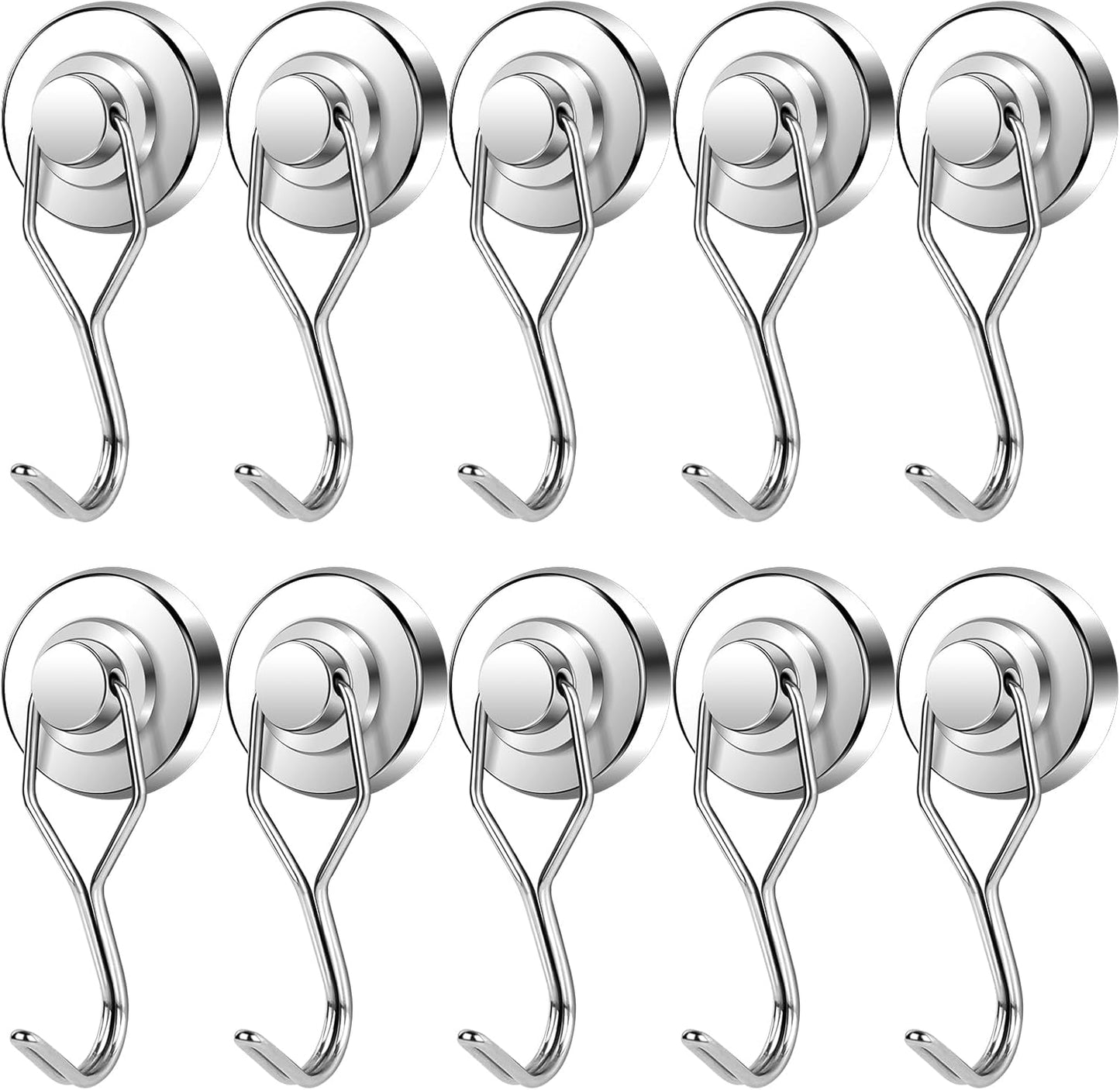 BAVITE E Swivel Swing Magnetic Hooks New Upgraded, 40LB(8pack) Refrigerator Magnet Hook,Strong Neodymium Magnets, Perfect for Refrigerator and Other Surfaces,62mm(2.44In) in Length