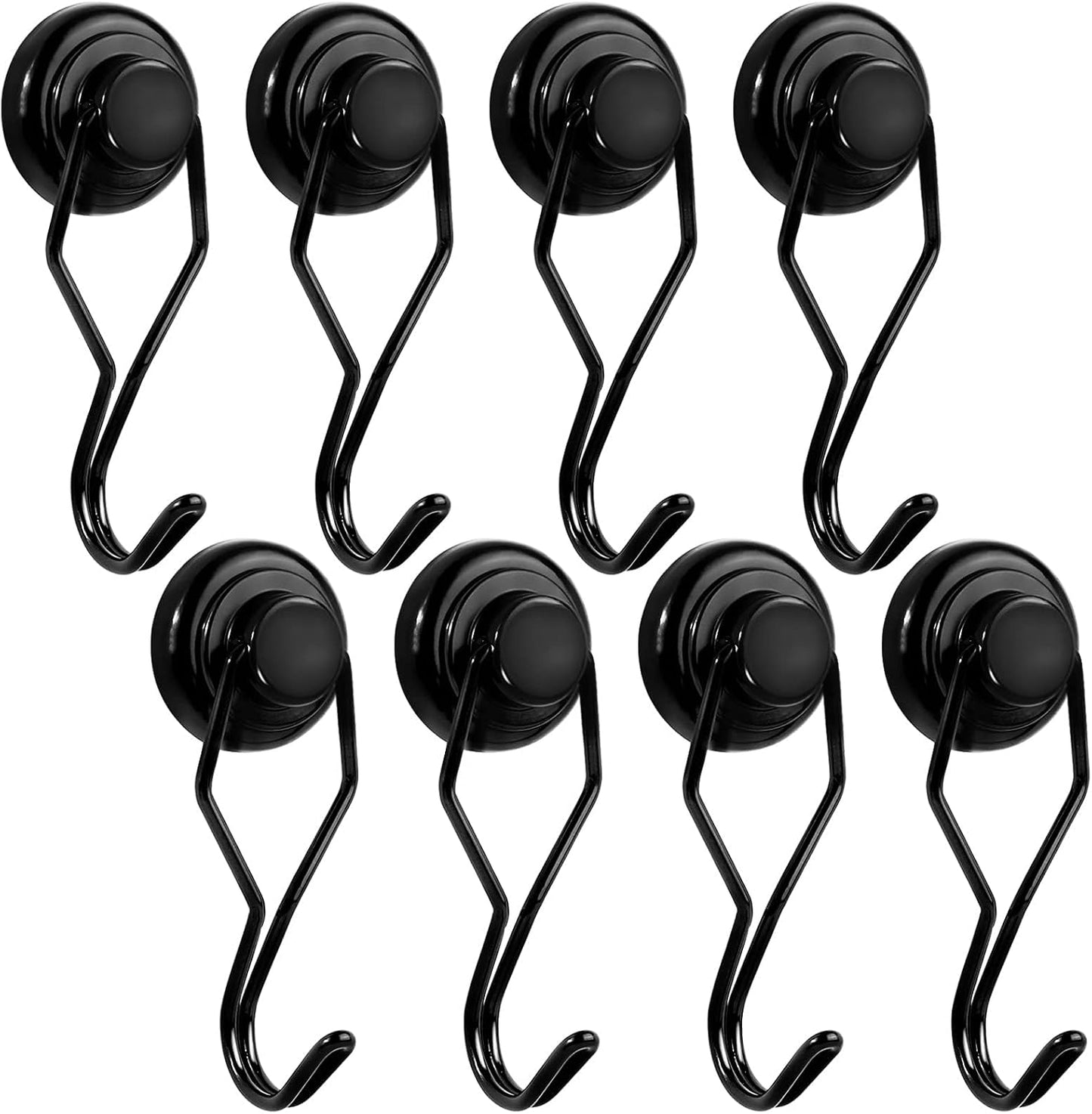 BAVITE E Swivel Swing Magnetic Hooks New Upgraded, 40LB(8pack) Refrigerator Magnet Hook,Strong Neodymium Magnets, Perfect for Refrigerator and Other Surfaces,62mm(2.44In) in Length