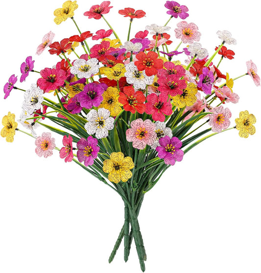 MACTING Artificial Flowers for Outdoors 6 Bundles Fake Flowers UV Resistant Faux Plastic Plants No Fade for Planters Window Box Patio Porch Garden Yard Indoor Outside Summer Decorations(Mix Color-1)