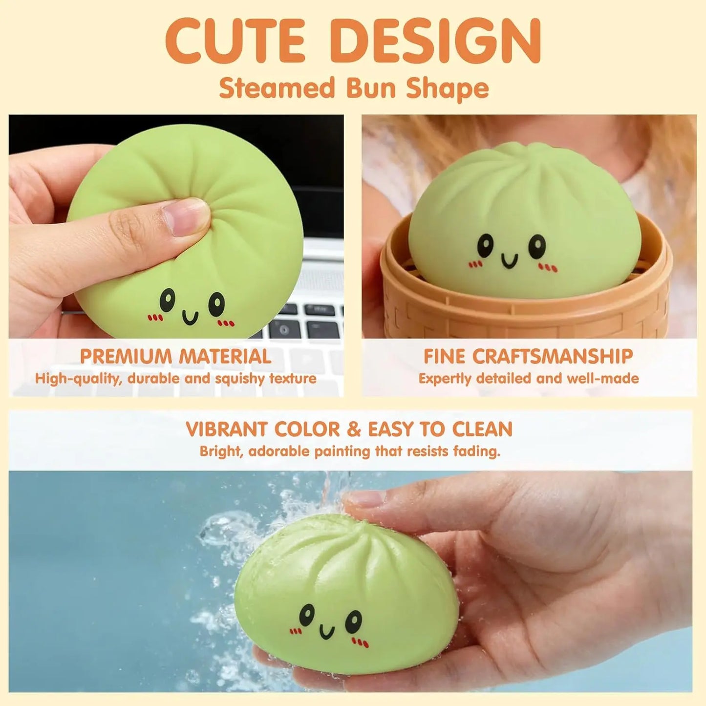 Expressive Dumpling Squishy - Blind Box, My secret Bun Fidget Toy, Soft TPR Material, Stress Relief, Unboxing Surprise, Random Style per Pack, Gift for Adults.