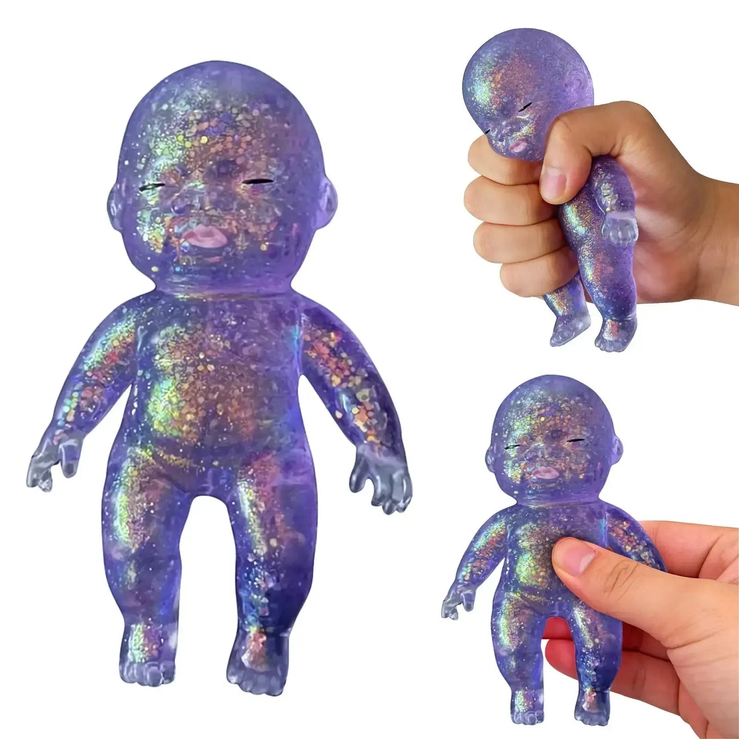 Sugar Swaps Jumbo Baby Squishy Toy, Slow Rising Glitter Squeeze Toy for Stress Relief, Soft Sensory Fidget Toy for Kids & Adults, Cute Stretchy Collectible Squishies